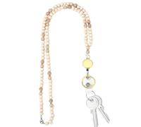 Wood Beaded Retractable Lanyards Women Cute Teacher Lanyard with Id Holder,Keychain Lanyard Wooden Beaded Lanyard Necklace for Id Badges and Keys