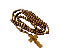 Wood Beads Cross Rosary Necklace Saint Jewelry Charm Birthday Wedding Festival Party Decoration Cross Rosary Necklace