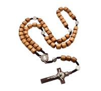 Wood Beads Rosary With Natural Beads And Crosses Pendants For Prayer Meditations Elegant Wood Grains Rosary Wooden Crosses Pendant