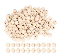 Wood Beads Round Handmade DIY Unfinished Craft Supplies 4mm 6mm 8mm 10mm Natural Color 100 Pieces - Lightweight and Polished, Easy to String, Ideal for Jewelry Making (6mm-300pcs)