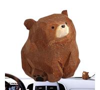 Wood Bear Figurine - 3.5x3x3.5 Cm Handcrafted Wooden Mini Bear, Rustic Carving Art Piece, Decorative Table Animal, Wildlife Sculpture | Collectible Miniature Ornament For Desk Shelf Coffee Table Displ