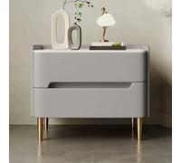 Wood Bedside Table with 2 Drawers, Modern Minimalist Nightstand, Leather Surface, Marble Side Table for Bedroom or Dorm