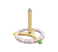 Wood Bird Activity Rotating Perch Chewable Toy With Bells For Budgies Parrots Secure Cotton Rope Exercise Wheel Decors