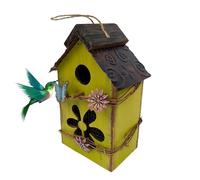Wood Bird House - Cute Hangable Wood Outside Bird House,Decorative Garden Decor, Protective Multifunctional Bird Cage For Ou-tdoor Patio Garden Park