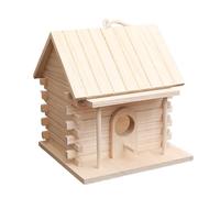 Wood Bird House - Hangable Garden Nesting Box, 18x17x16cm Compact Solid Timber, 170g Ultra Lightweight Design, Natural Sustainable Wood Grain - for Outside Macaw Breeding & Tree Trunk