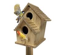 Wood Bird House - Natural Wooden Feeder, Outdoor Garden Nesting Box Shelter
