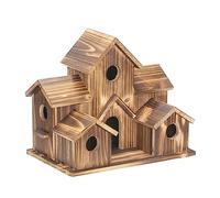Wood Bird Houses Feeder 6 Holes Wooden Birdhouse Hanging Nest For Indoor Outdoor Birds Garden Decoration Wood Bird House Feeders For Outside Wild Birds Birdhouses Outdoors
