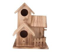 Wood Bird Houses for Outside,Decoratvie Birdhouse Distressed Solid Wood Garden Bird House Countryside Small Bird Nesting Cottage Feeder for Garden Viewing 6.2 X 6.2 X 7.9in