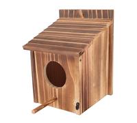 Wood Bird Houses for Outside with Pole, Wooden Bird House Bird Nesting Box with Perch, Hanging Birdhouse Clearance Garden Country Cottages, 5.91x5.91x8.07inch
