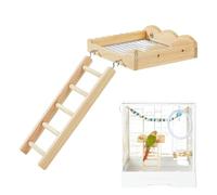 Wood Bird Perch, Climbing Play Gym Ladder, natural perch climbing ladder setup, with textured grip branches, Bird with rustic wood design style, Cage toy for small birds pets use