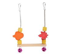 Wood Bird Swing Perch Colorful Decorative Chewing Toy Wooden Parrot Swing Stand with Chain Hook for Cockatiels Parakeets Logs Safe Non 25 x 15cm