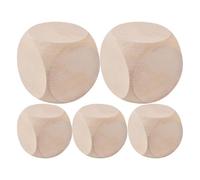 Wood Blank Dice - 5pcs Craft Blocks, Unfinished Board Game Dice | 6 Sided Round Corner Blocks,Smooth Rounded Corners Durable Material For Party Supplies DIY Crafts Painting Engraving Customisation