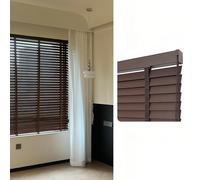 Wood Blinds, 60/70/80/100/110/120cm Venetian Blinds, Blackout Privacy Roller Shades, Cordless Light Filtering Mini Blind For Indoor Windows(Dark walnut)