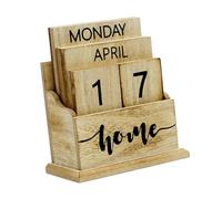 Wood Block Calendar Desk Office Living Room Birthday Gift Perpetual Calendar Home