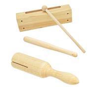 Wood Block Instrument Set, 5 Sets of Wooden Blocks and Single Tone Blocks, Orff Percussion Instruments for Music Education and Gift, Compact and Easy to Carry, 7.9 x 1.6 x 1.6 inches