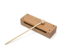 Wood Block Musical Instrument with Mallet Solid Hardwood Percussion Rhythm Blocks