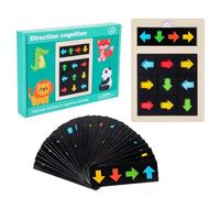 Wood Block Puzzle Board With 40 Cards For 3+ Kids 20x14.8cm Direction Recognition Color Games Shape Matching Logic Board Game Cognitive Educational Toy For Home Preschool Birthday