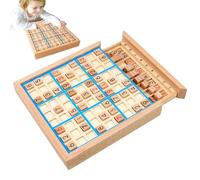 Wood Board Game Set - Logical Board Math Toys Drawer Puzzles Game 9x9 Grid with Numbers, Educational Brain Teaser Desktop Toys