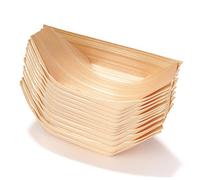 Wood Boat Plates,50 pcs Wooden Boat Dishes Bamboo Serving Trays Disposable Tableware Snack Bowl Serving Bowl for Fingerfood Currywurst Pommes Sushi