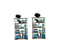 Wood Book Shelf Earrings Heart Shape Teacher Earrings Wooden Book Shelf Dangle Earrings Graduation Back To School Jewelry Gifts, Wood, No Gemstone