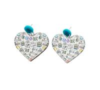 Wood Book Shelf Earrings Heart Shape Teacher Earrings Wooden Book Shelf Dangle Earrings Graduation Back To School Jewelry Gifts, Wood, No Gemstone