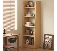 Wood Bookcase, 5-Tier Freestanding Storage Rack, Space-Saving Bookshelf Display Organizer for Living Room and Bedroom