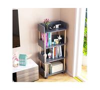 Wood Bookcase with Wheels, 4 Tier Free Standing Storage Rack, Multifunctional Display Stand for Home Decor, Space Saving, Industrial Style