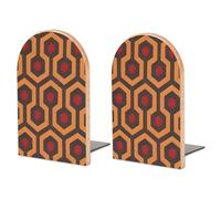 Wood Bookends for Heavy Books - Shining Overlook Bookends Heavy Duty Decorative Book Ends Rustic Shelf Organizer Sturdy Non-Slip Book Holder for Home Office Library (1 Pairs)