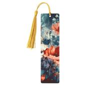 Wood Bookmark for Men Women Blooming Floral Wooden Bookmarks Unique Handmade Book Marks with Tassel Pendant Craft Bookmark for Book Lovers Birthday Teachers Gift
