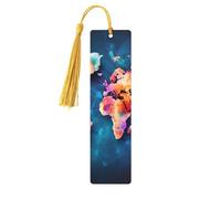 Wood Bookmark for Men Women Personalized Wooden Carving Book Mark with Tassel Pendant Abstract World Map Bookmark for Book Lovers Birthday Present Students Teachers Gift