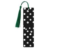 Wood Bookmark for Men Women Personalized Wooden Carving Book Mark with Tassel Pendant Black White Polka Dots Bookmark for Book Lovers Birthday Present Students Teachers Gift