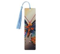 Wood Bookmark for Men Women Personalized Wooden Carving Book Mark with Tassel Pendant Embroidery Colorful Butterfly Bookmark for Book Lovers Birthday Present Students Teachers Gift