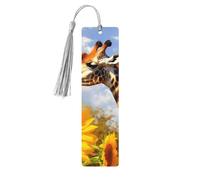 Wood Bookmark for Men Women Personalized Wooden Carving Book Mark with Tassel Pendant Giraffe and Sunflower Bookmark for Book Lovers Birthday Present Students Teachers Gift
