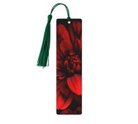Wood Bookmark for Men Women Personalized Wooden Carving Book Mark with Tassel Pendant Red Dahlia Flower on Black Bookmark for Book Lovers Birthday Present Students Teachers Gift