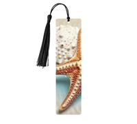 Wood Bookmark for Men Women Personalized Wooden Carving Book Mark with Tassel Pendant Sea Shell Starfish Bookmark for Book Lovers Birthday Present Students Teachers Gift
