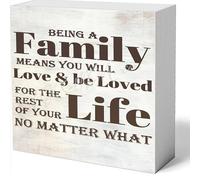 Wood Box Sign Being A Family Means You Will Love And Be Loved For The Rest Of Your Life No Matter What Wooden Box Sign Desk Decor For Home Office Table Decor 5"X 5"