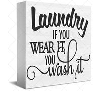 Wood Box Sign Home Decor Laundry If You Wear It You Wash It Laundry Room Modern Rustic Wood Block Plaque Box Sign Block Plaque For Wall Tabletop Desk Decoration 5X5 Inch