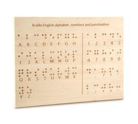 Wood Braille Alphabet Board, Braille Letters and Number Cards Carved Dots Fingerboard Montessori Educational Tool Teaching Aid for Blind People Gadgets Tactile Alphabet