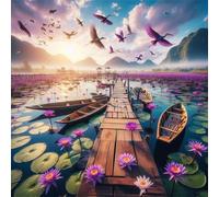 Wood Bridge Harbor Jigsaw Puzzles for Adults 150 Pieces Hard Difficult Challenging puzzles for adults 150 pcs DIY Decoration Puzzle for Wall Decor Gifts