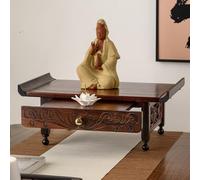 Wood Buddhist Altar Table with Storage Cabinet Small Wall-mounted Personal Shrine Table with Pull-Out Drawer Meditation Shelf for Small Spaces(Brown-b,50 * 25 * 16cm/19.7 * 9.8 * 6.3in)