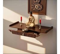 Wood Buddhist Shelf for Home, Personal Shrine Altar Table, Wall-Mounted Buddha Altar Meditation Table for Wealth God Guanyin Statue Worship