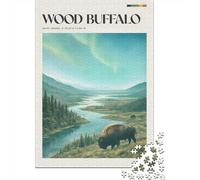 Wood Buffalo National Park Landscape Jigsaw Puzzle 1000 Pieces, Lakeside Architecture Scene, Thick Cardboard Pieces for Puzzle Lovers, Relaxing Challenge, 52x38cm/1000pcs