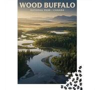 Wood Buffalo National Park Poster 1000 Piece Jigsaw Puzzle, Global Monument Landscape, Thick Cardboard Pieces, Decorative Artwork for Travel Lovers, Travel Gift, 52x38cm/1000pcs
