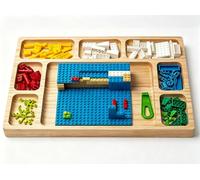 Wood Building Baseplate Tray for Lego with 8-Compartment | Building Tray Board, Brick Sorting Tray for Building Bricks & DIY Projects