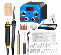 Wood Burner kit Wood Burning Tool Pen, Pyrography Tool Wood Burning Pen Kit Station 2-in-1 Solid-Point 100-700℃ Adjustable 110W LCD Digital Soldering Iron Tin with 30 Nibs, 2 Pyrography Pens