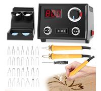 Wood Burning Kit,Digital Display Pyrography Wood Burning Tool Set,Woodburner Pen Tool Set with Fast Heat Up Soldering Iron Station, 60W Pyrography Machine with 2 Pens