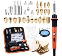 Wood Burning Kit, Preciva 45 in 1 Block Burn Pyrography Pen, Engraving Craft Kit with Pyrograph Basics and 60W Adjustable Temperature Soldering Irons