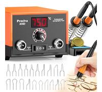 Wood Burning Kit, Preciva 935 Digital Display Pyrography Burner Tool Set, 250-750°C Temperature Adjustable Wooding Encarving Kits with 2 Pyrographing Pen, 20 Soldering Tips, Fast Heating for DIY