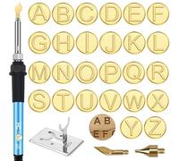 Wood Burning Letter，26 Alphabet Wood Burning Kit 28 Pcs Engraving Tools Brass Pyrography Head Branding Irons Tools for Wood Burning Sets DIY Making