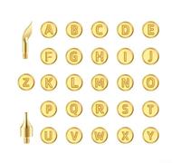 Wood Burning Letter Stencil Set with Rust Resistant Copper Tips for Creating Custom Text and Patterns on Wood Paper Leather and Gourd (28PCS)